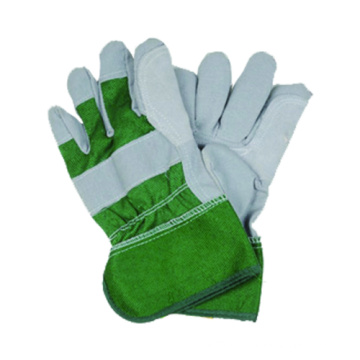 Imitar el trabajo de la piel Green Cotton Cow Split Glove